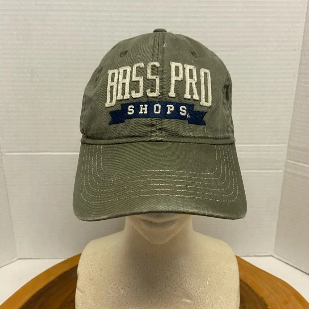 Retro BASS PRO Shops Olive Camo Green Canvas Cap